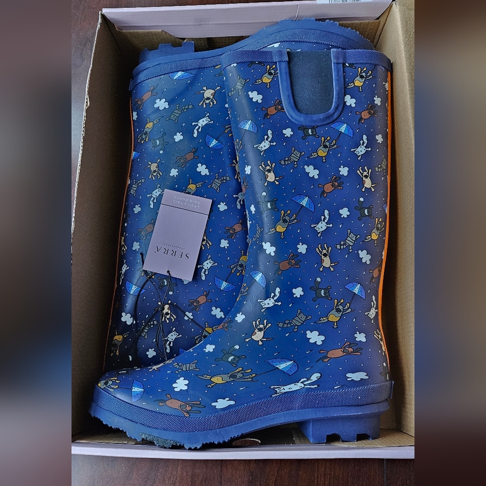 Serra Navy Blue Kids' Patterned Rain Boots